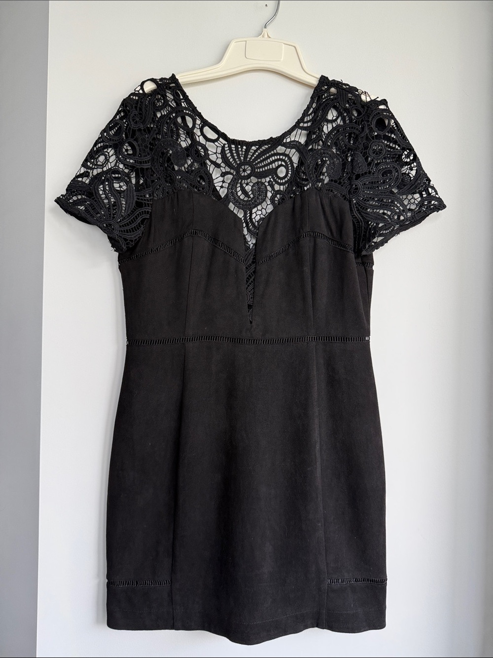 J.O.A. Black Lace Yoke Short Dress